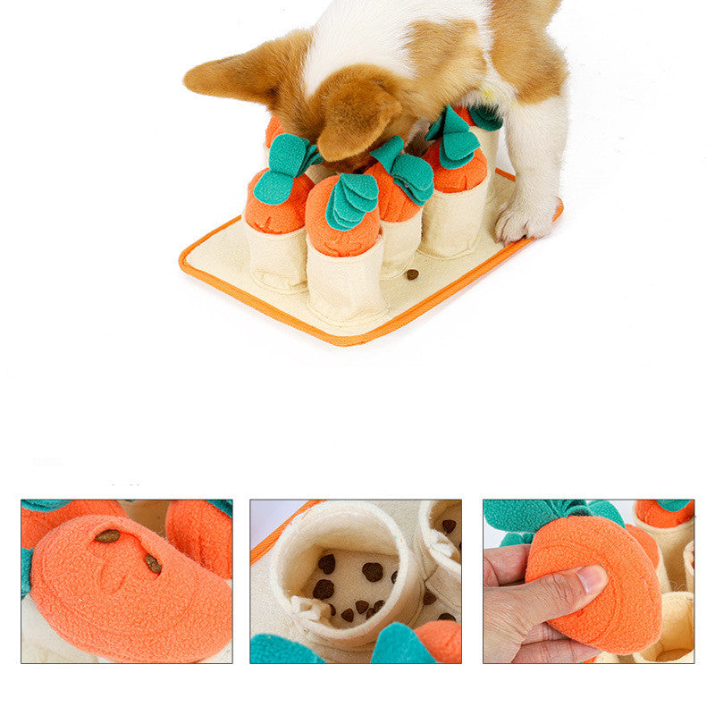 KFX-0252477 Interactive Pull Radish Puzzle Dog Toy for Sniffing and Slow Feeding Training, Made of Polar Fleece and Felt