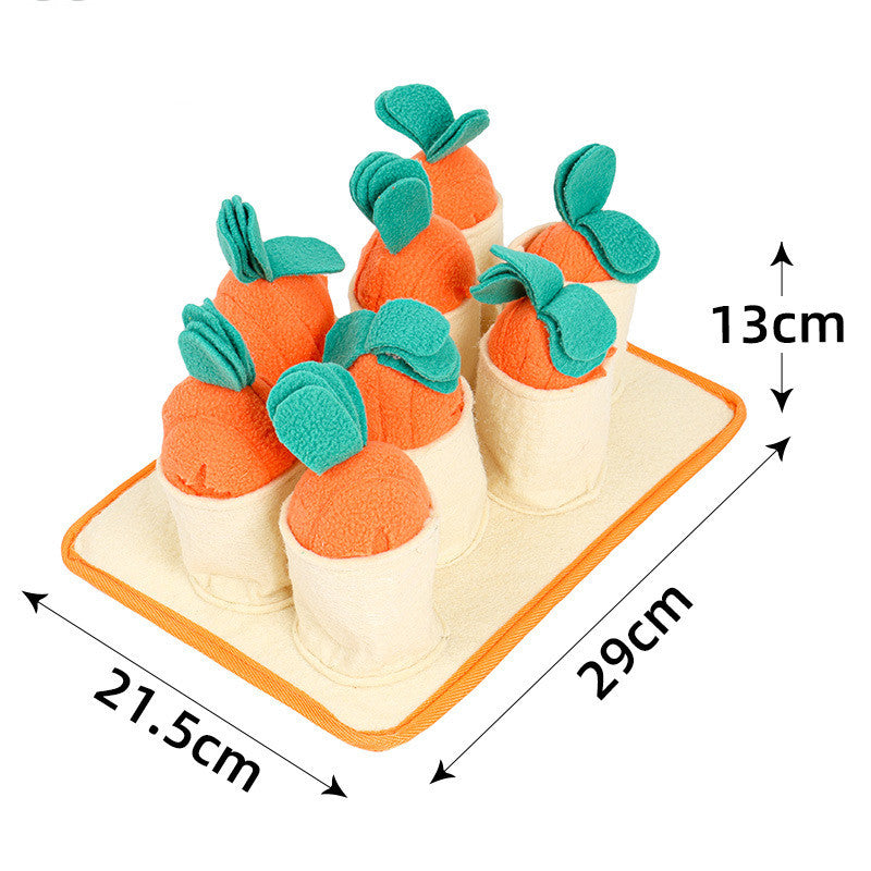 KFX-0252477 Interactive Pull Radish Puzzle Dog Toy for Sniffing and Slow Feeding Training, Made of Polar Fleece and Felt