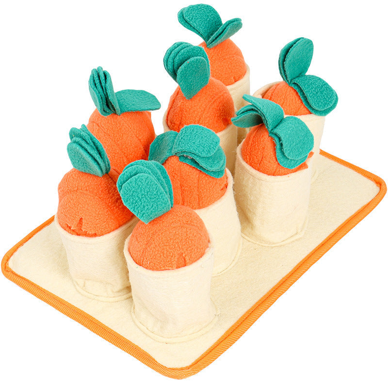 KFX-0252477 Interactive Pull Radish Puzzle Dog Toy for Sniffing and Slow Feeding Training, Made of Polar Fleece and Felt