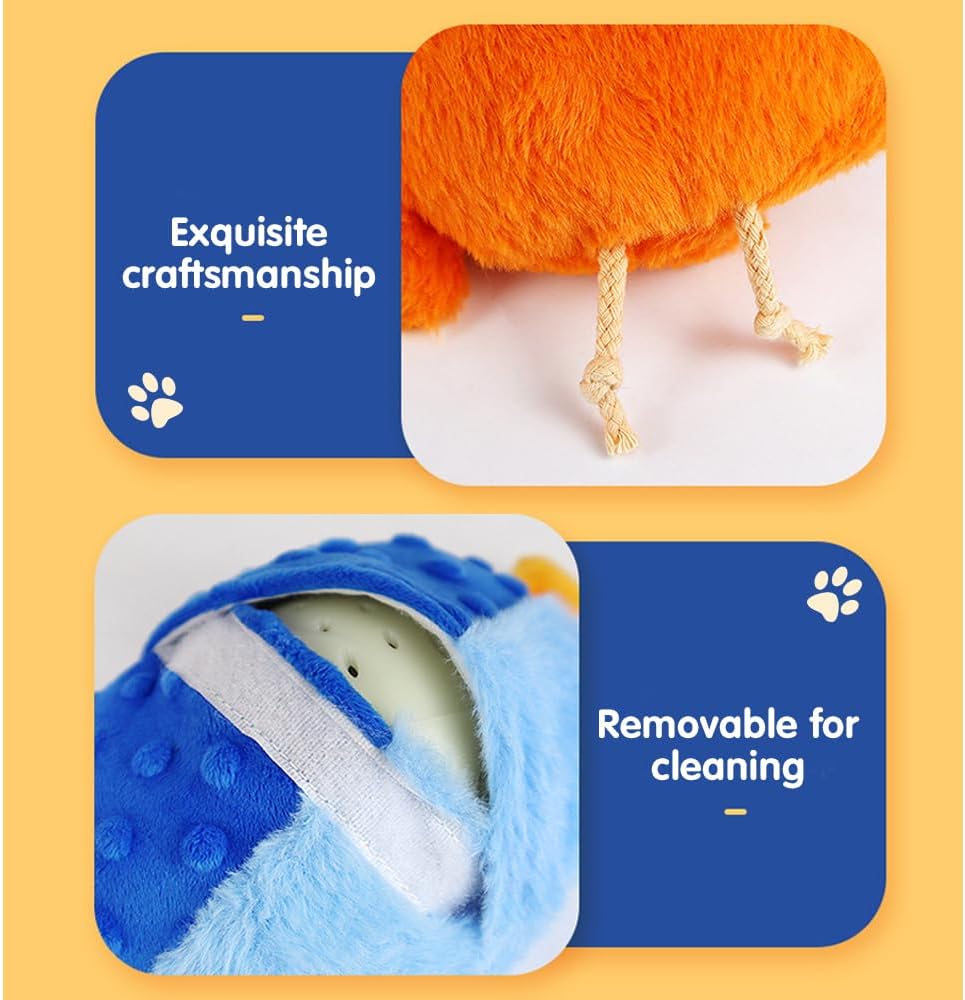 KFX-0253117 Interactive Rechargeable Pet Plush Toy with Sounds for Dogs - Engaging Moving Chew Toy for Teething and Exercise