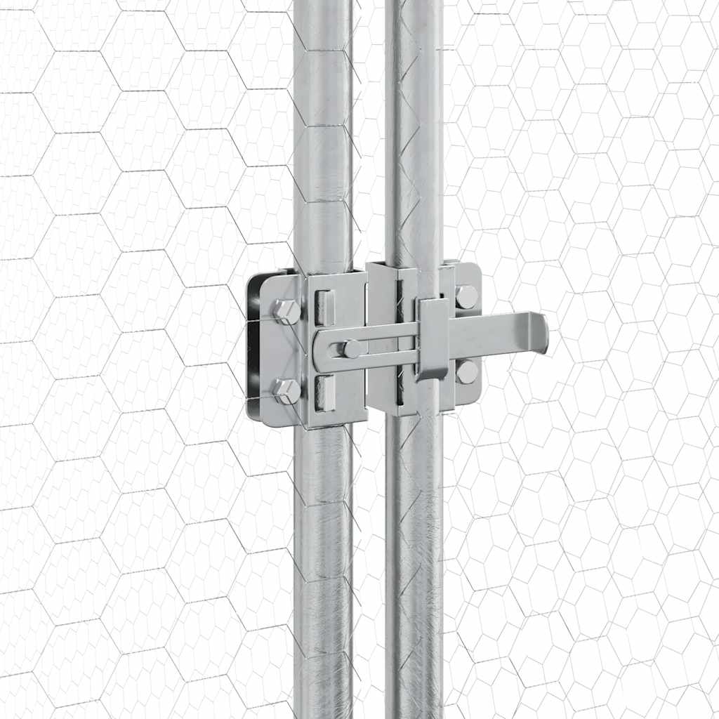 KFX-0253245 Spacious Silver Galvanized Chicken Coop with Secure Locking Door – Ideal for Chickens and Small Animals