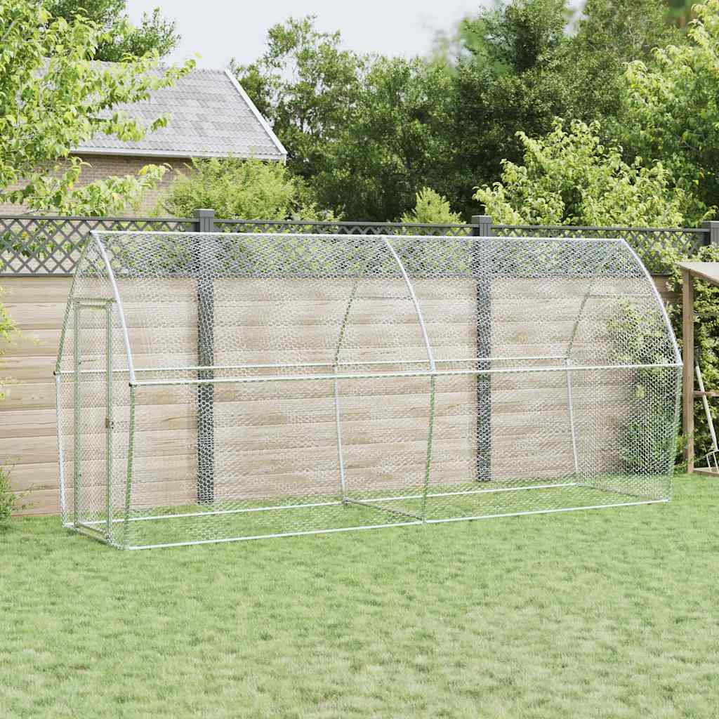 KFX-0253245 Spacious Silver Galvanized Chicken Coop with Secure Locking Door – Ideal for Chickens and Small Animals