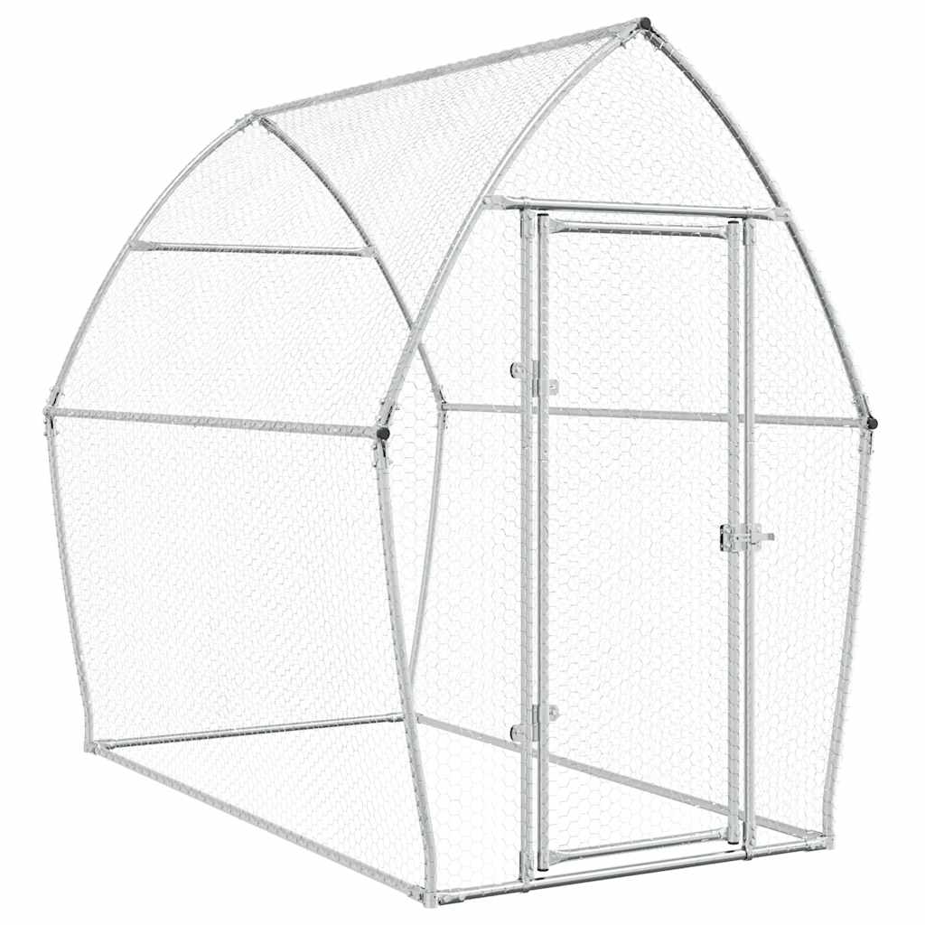 KFX-0253245 Spacious Silver Galvanized Chicken Coop with Secure Locking Door – Ideal for Chickens and Small Animals