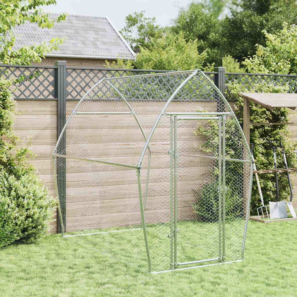 KFX-0253245 Spacious Silver Galvanized Chicken Coop with Secure Locking Door – Ideal for Chickens and Small Animals
