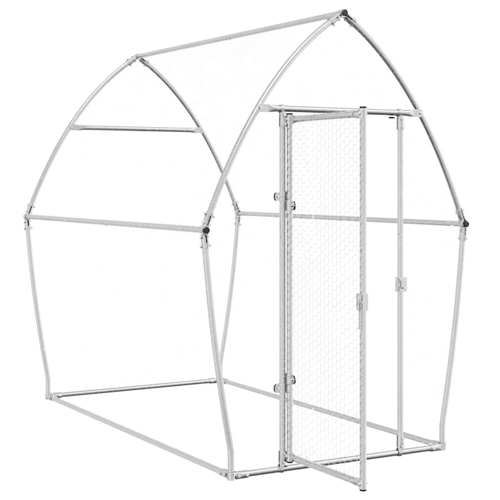 KFX-0253245 Spacious Silver Galvanized Chicken Coop with Secure Locking Door – Ideal for Chickens and Small Animals