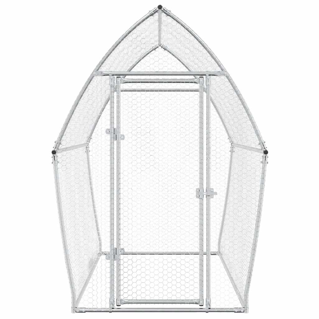 KFX-0253245 Spacious Silver Galvanized Chicken Coop with Secure Locking Door – Ideal for Chickens and Small Animals