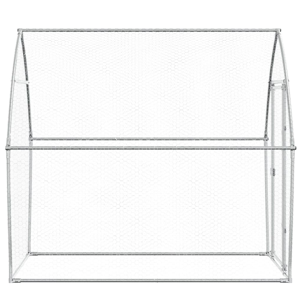 KFX-0253245 Spacious Silver Galvanized Chicken Coop with Secure Locking Door – Ideal for Chickens and Small Animals