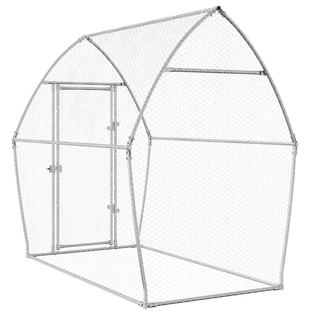 KFX-0253245 Spacious Silver Galvanized Chicken Coop with Secure Locking Door – Ideal for Chickens and Small Animals
