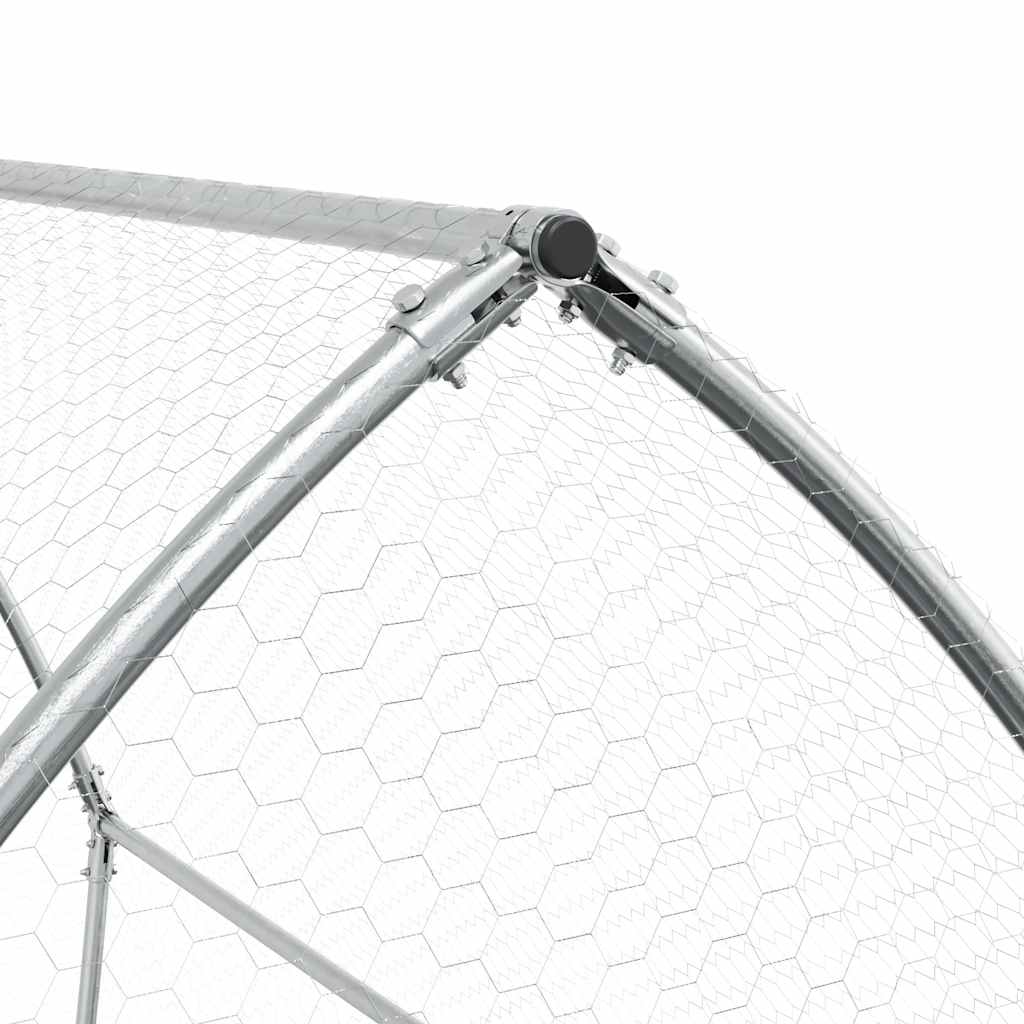 KFX-0253245 Spacious Silver Galvanized Chicken Coop with Secure Locking Door – Ideal for Chickens and Small Animals