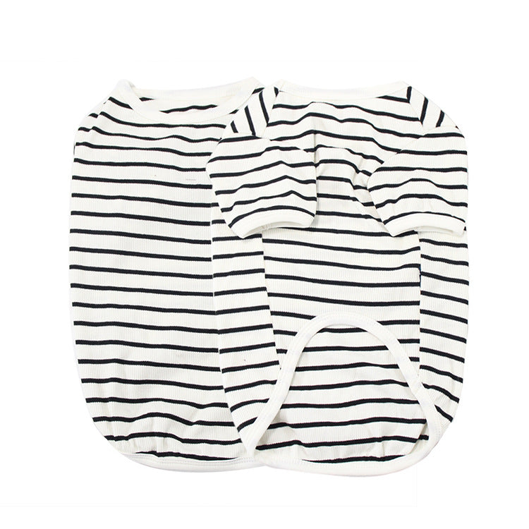 KFX-0254013 Cotton Pet Clothing for Small Dogs, Black and White Stripes, Red and White Stripes, Sizes S-3XL