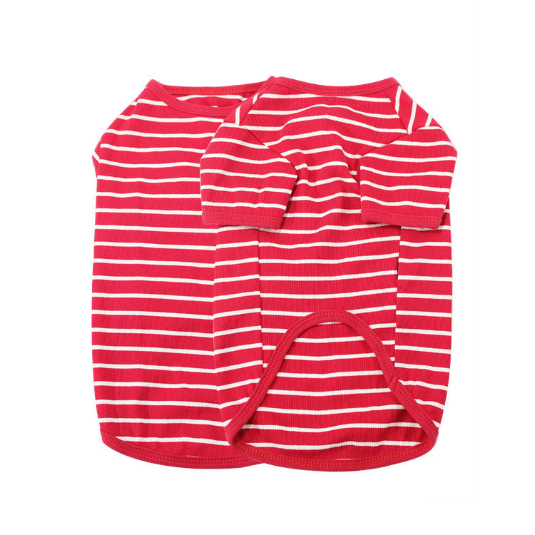 KFX-0254013 Cotton Pet Clothing for Small Dogs, Black and White Stripes, Red and White Stripes, Sizes S-3XL