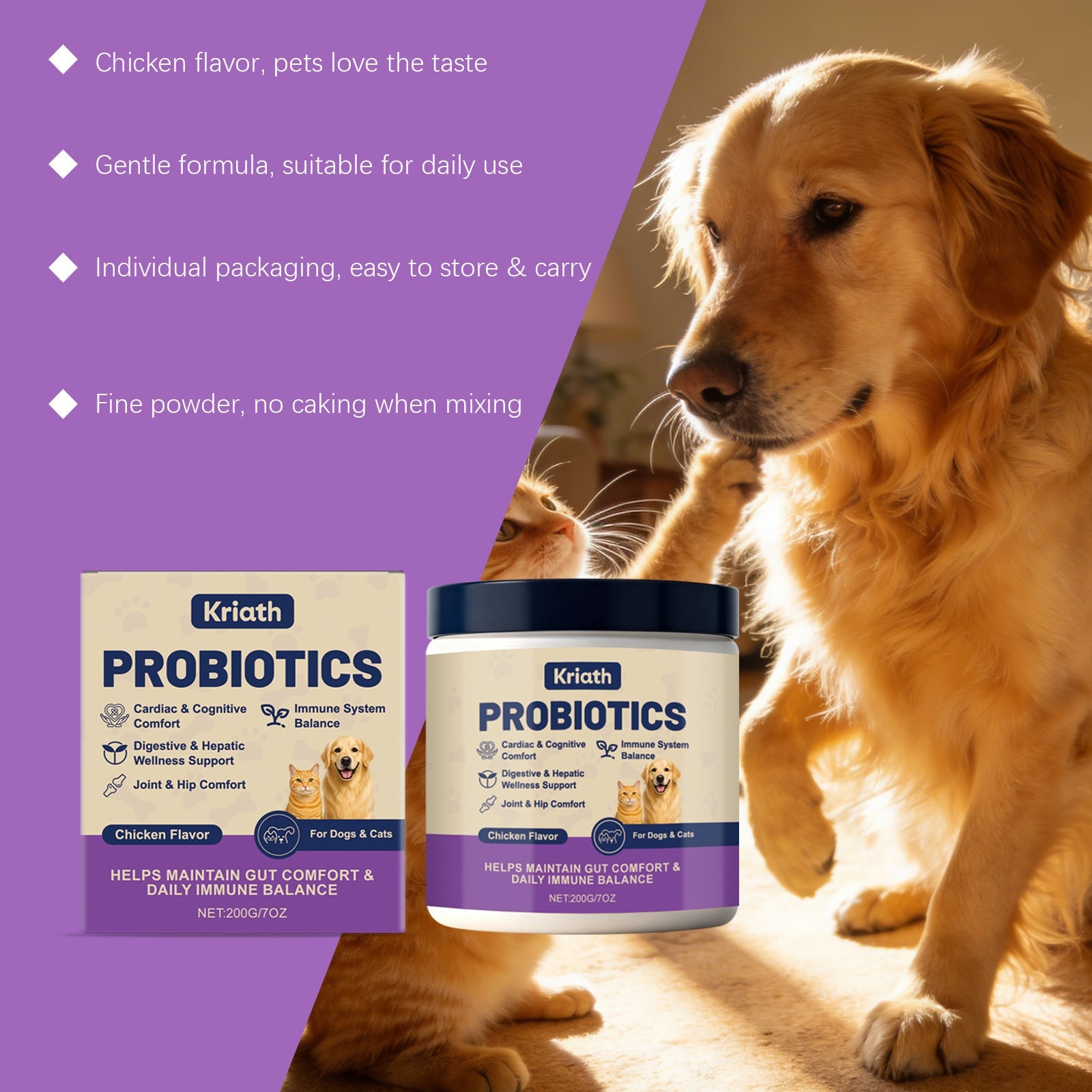 KFX-0257469 Probiotic Powder for Pet Digestive Health with Chicken and Prebiotic Ingredients