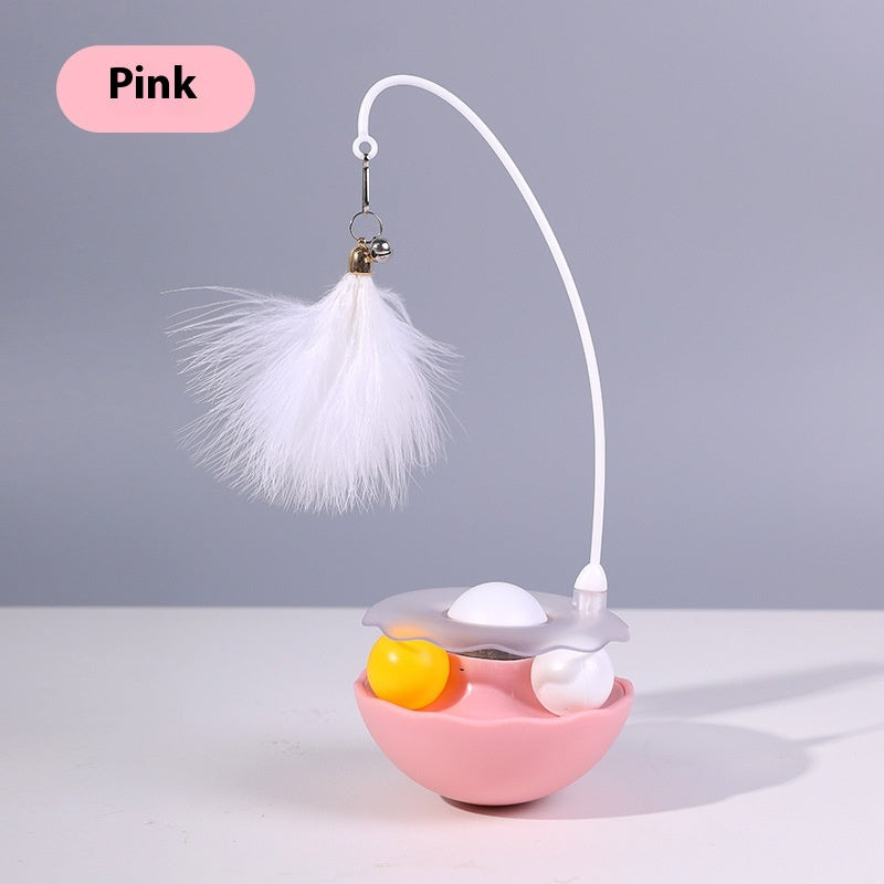 KFX-0258237 Interactive Cat Toy with Feather Teaser, Tumbler and Catnip Ball - Fun and Engaging Play for Kittens