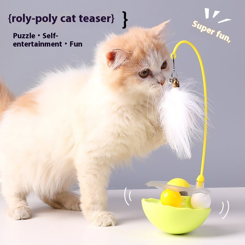 KFX-0258237 Interactive Cat Toy with Feather Teaser, Tumbler and Catnip Ball - Fun and Engaging Play for Kittens