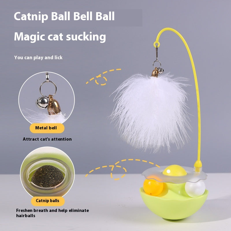 KFX-0258237 Interactive Cat Toy with Feather Teaser, Tumbler and Catnip Ball - Fun and Engaging Play for Kittens