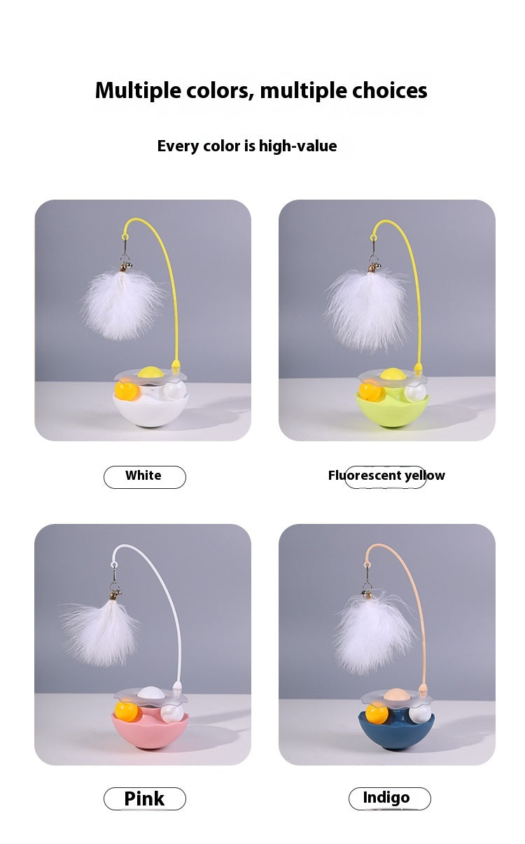 KFX-0258237 Interactive Cat Toy with Feather Teaser, Tumbler and Catnip Ball - Fun and Engaging Play for Kittens
