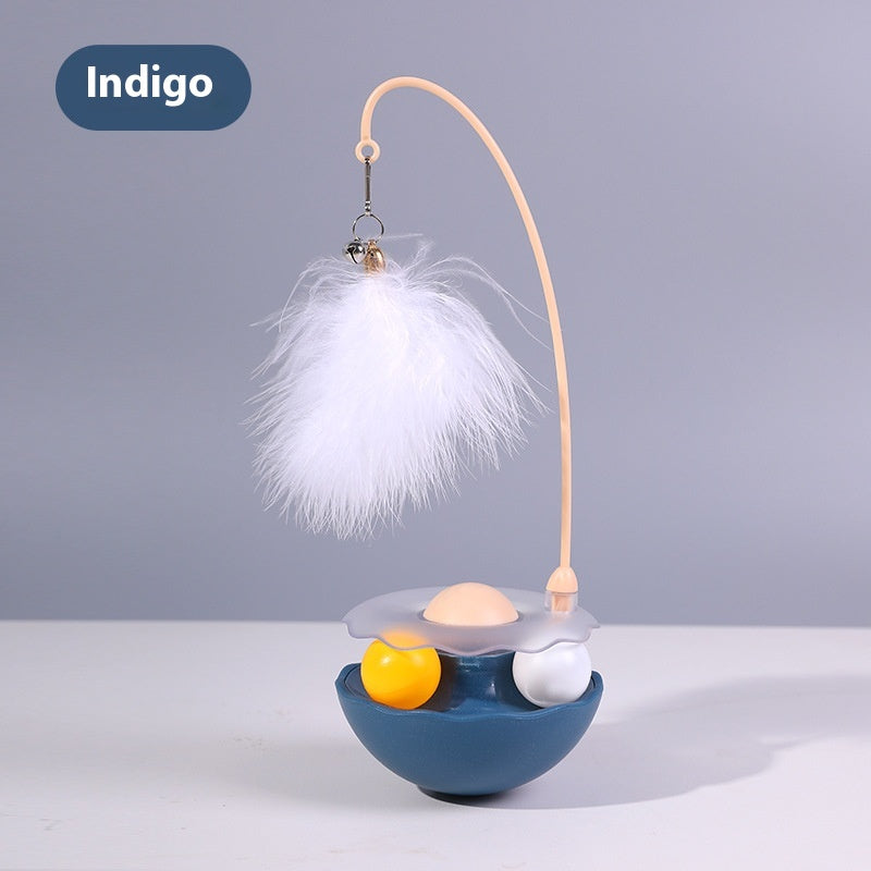 KFX-0258237 Interactive Cat Toy with Feather Teaser, Tumbler and Catnip Ball - Fun and Engaging Play for Kittens