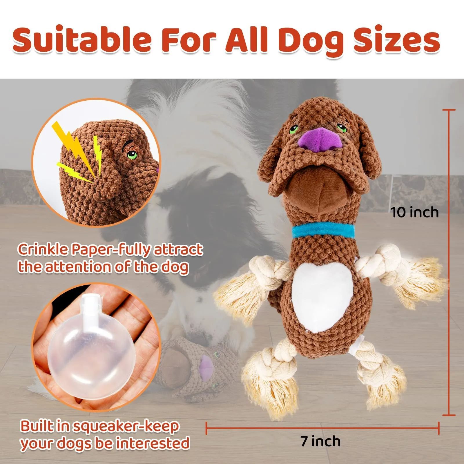 KFX-0259005 Large Interactive Plush Dog Toy with Sound Paper – Bite-Resistant Molar Chew for Puppies and Dogs