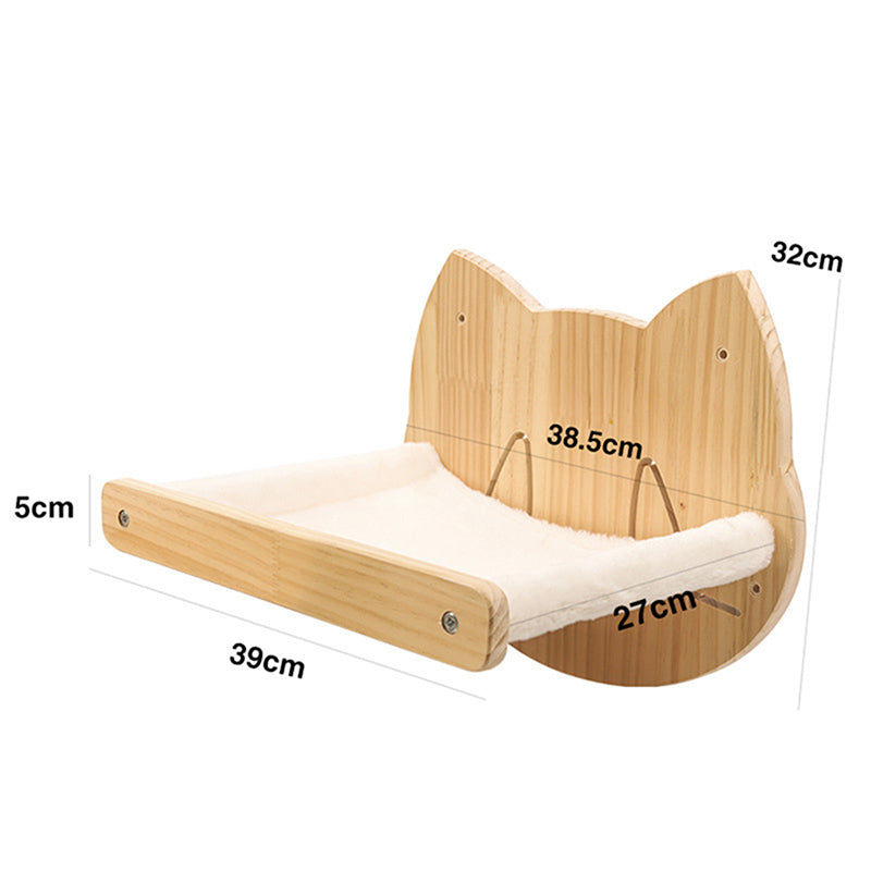 KFX-0260669 Pine Solid Wood Cat Wall Climbing Frame with Multi-Layer Platforms and Scratch-Resistant Hemp Rope