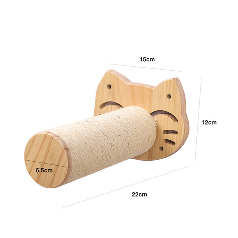 KFX-0260669 Pine Solid Wood Cat Wall Climbing Frame with Multi-Layer Platforms and Scratch-Resistant Hemp Rope