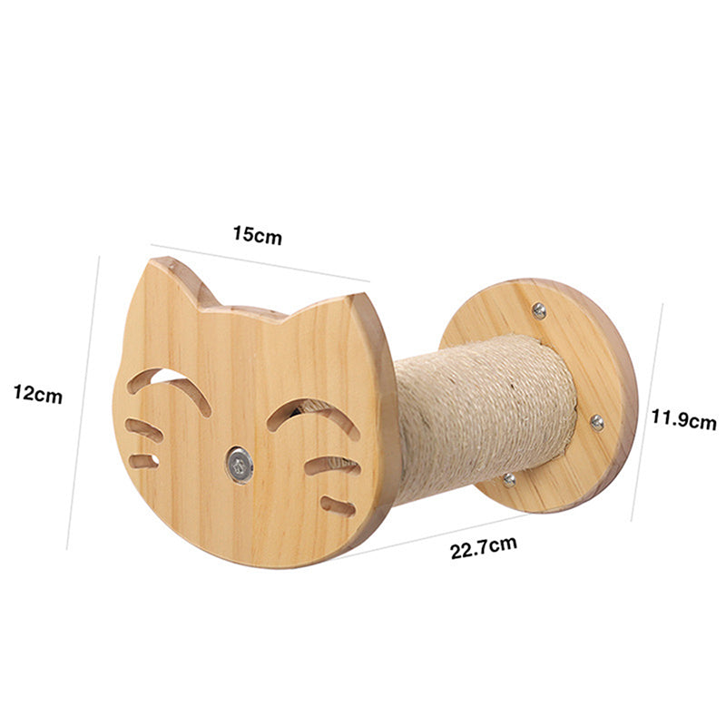 KFX-0260669 Pine Solid Wood Cat Wall Climbing Frame with Multi-Layer Platforms and Scratch-Resistant Hemp Rope