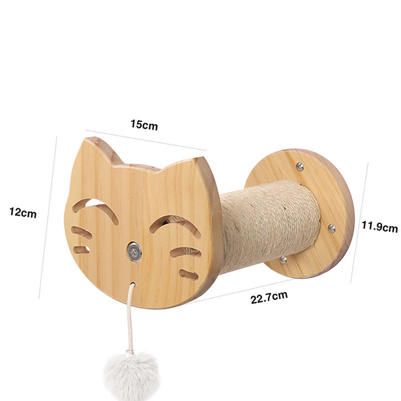 KFX-0260669 Pine Solid Wood Cat Wall Climbing Frame with Multi-Layer Platforms and Scratch-Resistant Hemp Rope