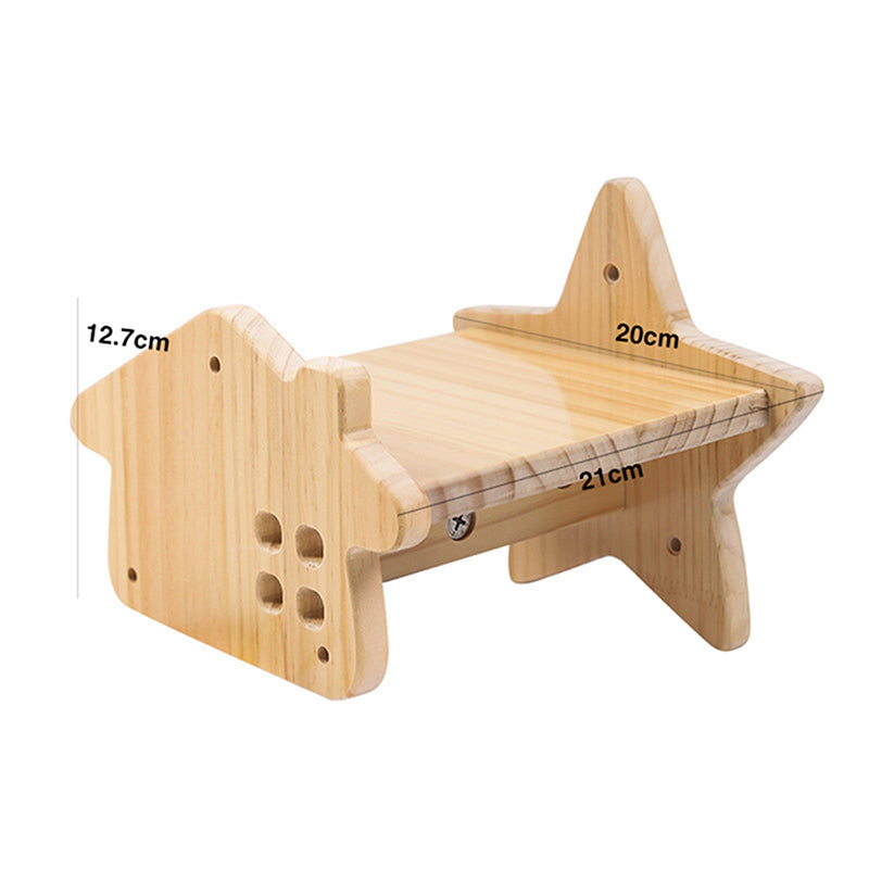 KFX-0260669 Pine Solid Wood Cat Wall Climbing Frame with Multi-Layer Platforms and Scratch-Resistant Hemp Rope
