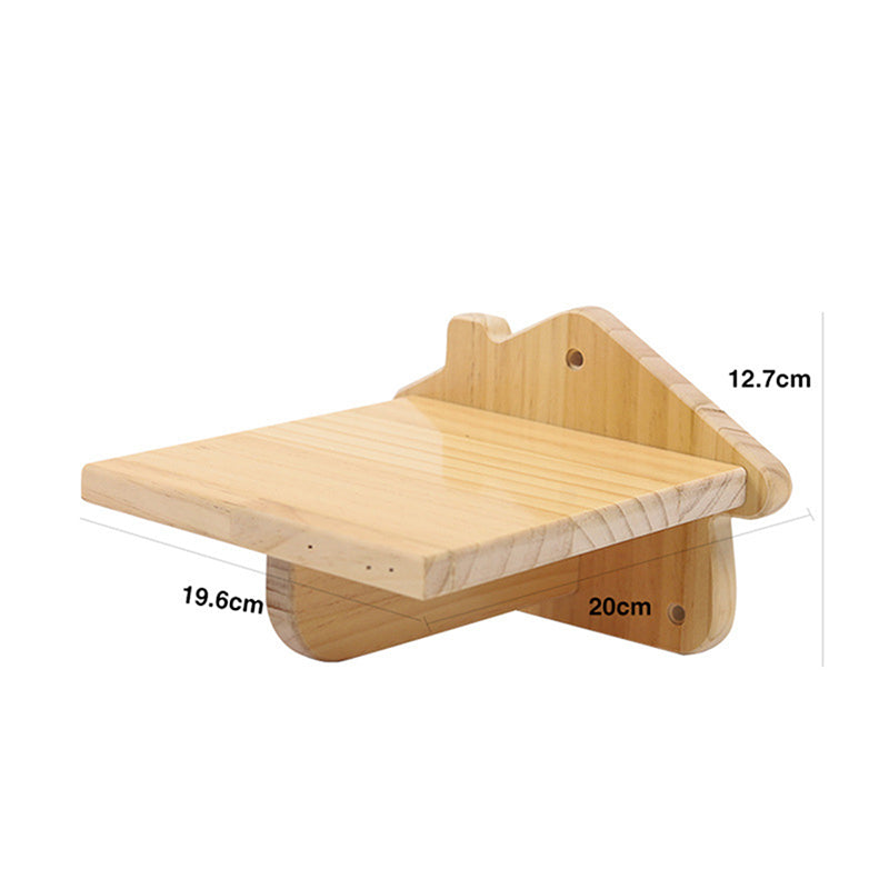 KFX-0260669 Pine Solid Wood Cat Wall Climbing Frame with Multi-Layer Platforms and Scratch-Resistant Hemp Rope