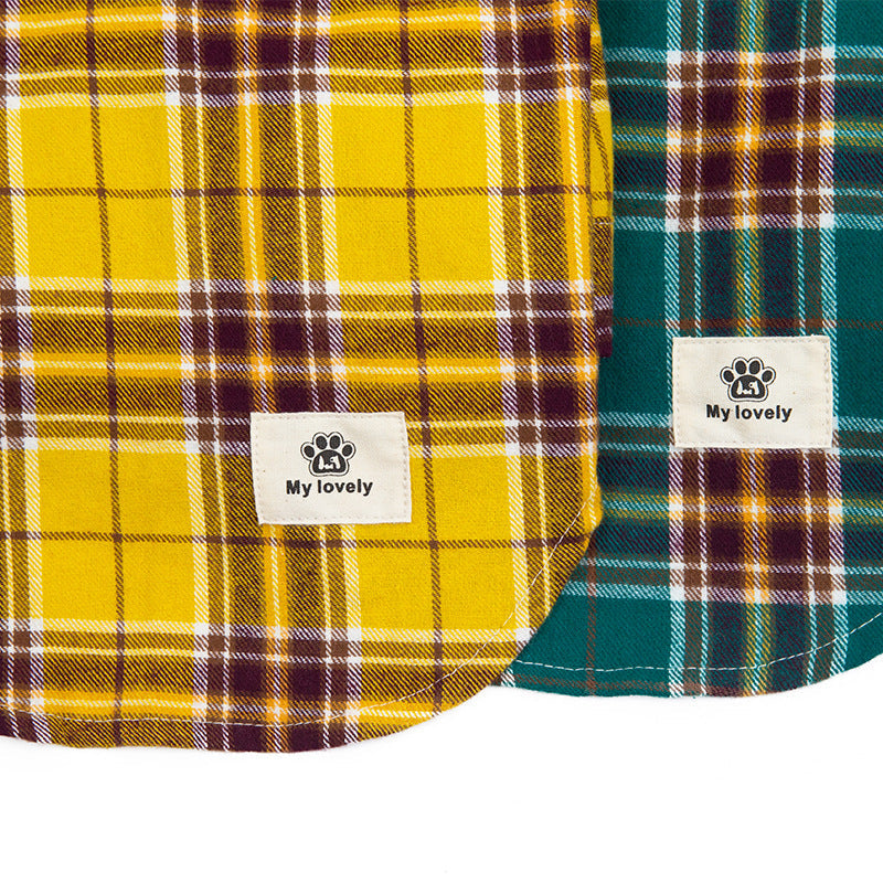 KFX-0261565 Cotton Leisure Plaid Shirt for Pets, Stylish and Comfortable Wear
