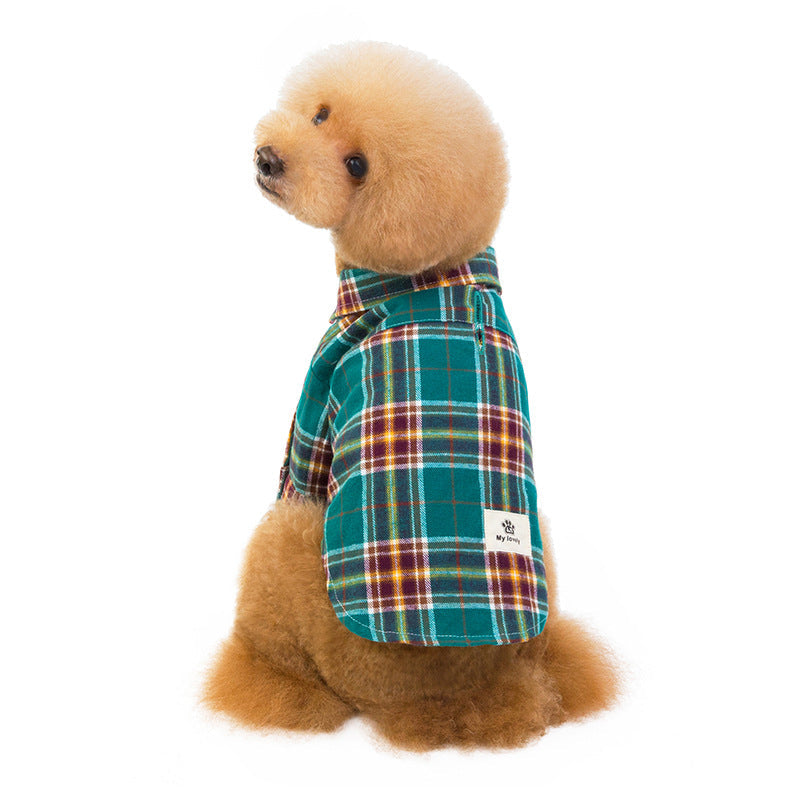 KFX-0261565 Cotton Leisure Plaid Shirt for Pets, Stylish and Comfortable Wear
