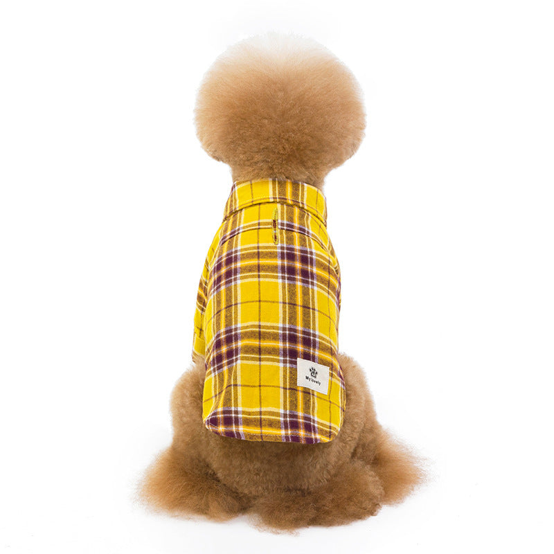 KFX-0261565 Cotton Leisure Plaid Shirt for Pets, Stylish and Comfortable Wear