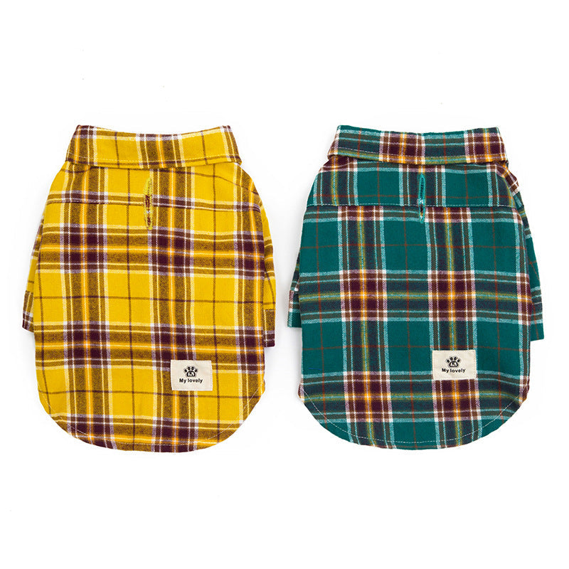 KFX-0261565 Cotton Leisure Plaid Shirt for Pets, Stylish and Comfortable Wear