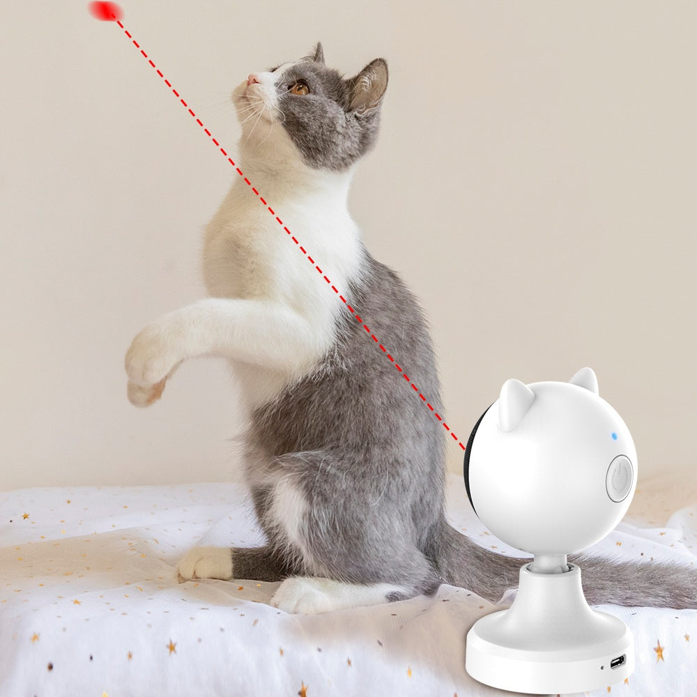 KFX-0262205 Intelligent Laser Cat Teaser Toy - USB Rechargeable White ABS Design