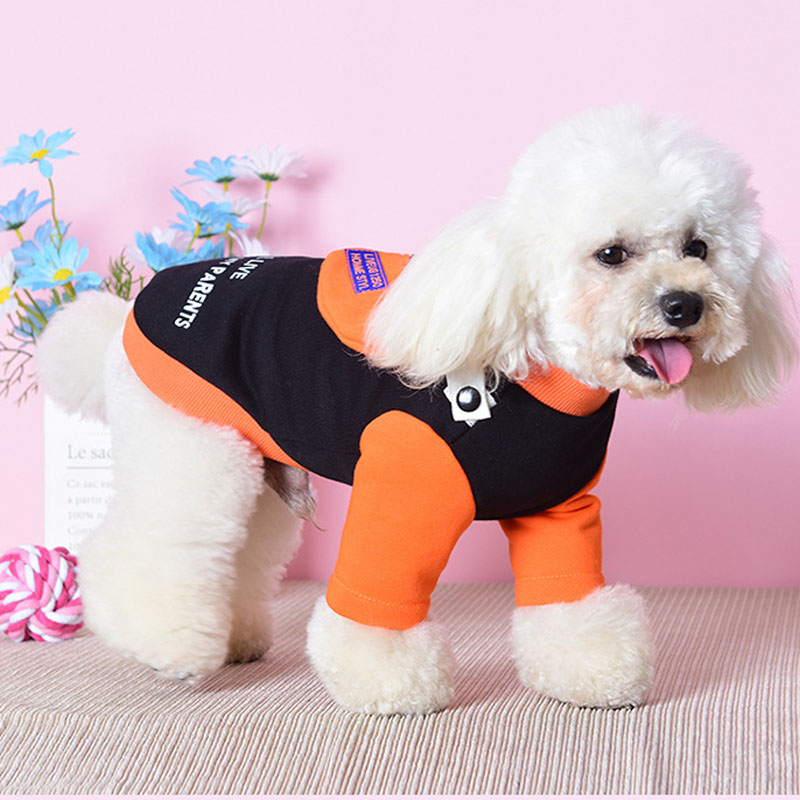 KFX-0262461 Casual Two-Legged Small Dog Sweater with Detachable School Bag in Black and Blue