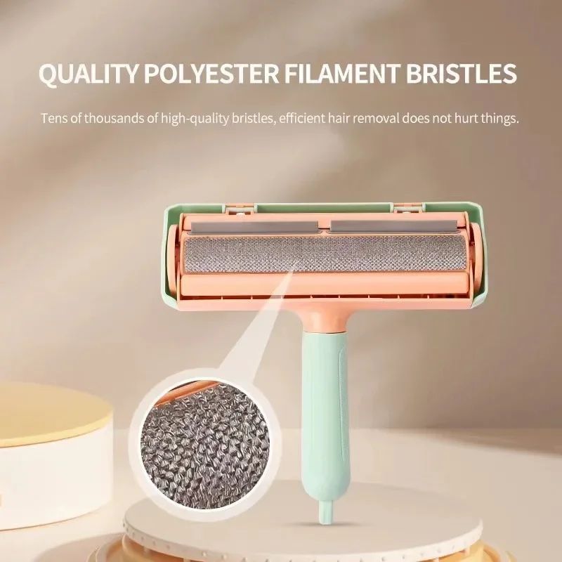 KFX-0262973 Two-Way Pet Hair Removal Brush with Non-Slip Handle and Washable Design for Clothing and Furniture Cleaning