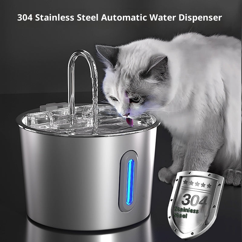KFX-0263229 Stainless Steel Automatic Cat Water Dispenser - 2.2L Capacity