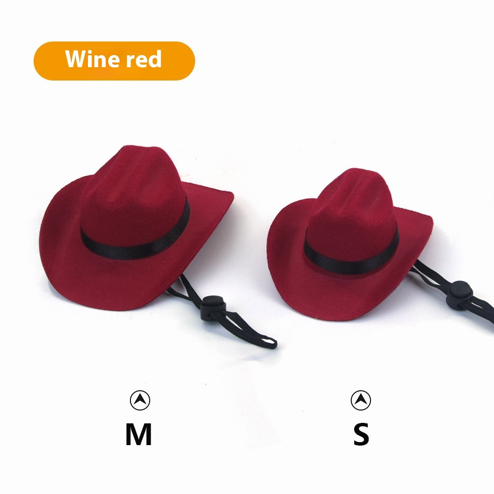 KFX-0263741 Brown and Black Cowboy Hat for Cats and Dogs - Casual Non-Woven Fabric, Size S/M, Four Seasons
