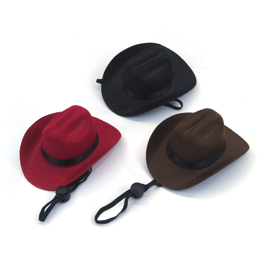 KFX-0263741 Brown and Black Cowboy Hat for Cats and Dogs - Casual Non-Woven Fabric, Size S/M, Four Seasons