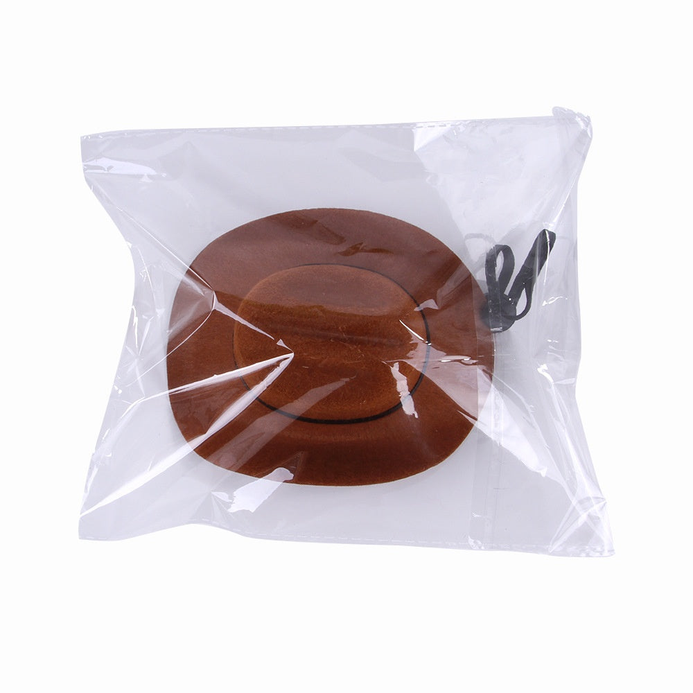 KFX-0263741 Brown and Black Cowboy Hat for Cats and Dogs - Casual Non-Woven Fabric, Size S/M, Four Seasons