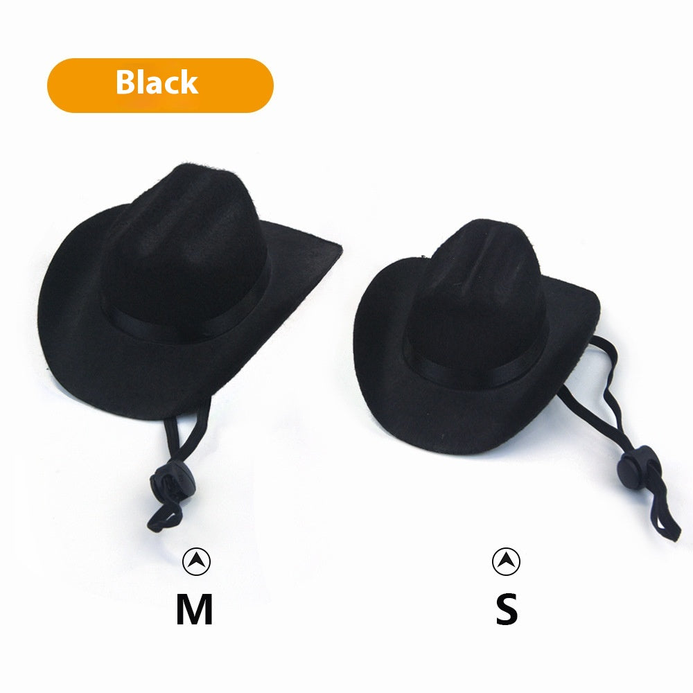 KFX-0263741 Brown and Black Cowboy Hat for Cats and Dogs - Casual Non-Woven Fabric, Size S/M, Four Seasons