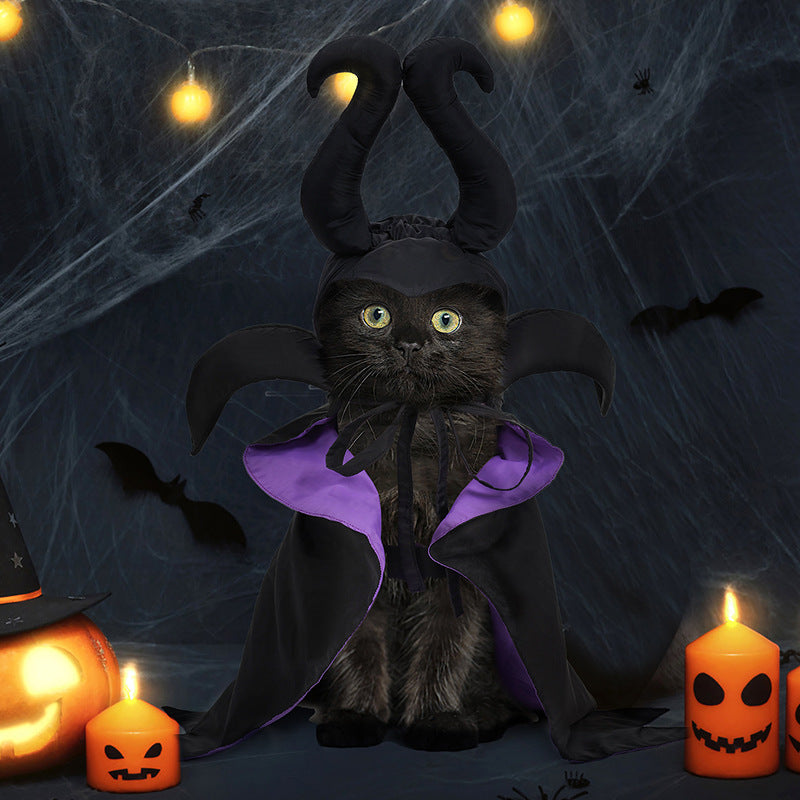 KFX-0264765 Black Halloween Dog Cloak and Hat Costume for Pets