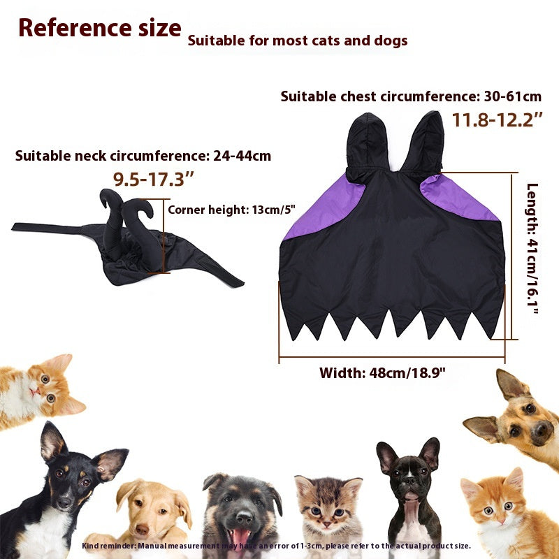 KFX-0264765 Black Halloween Dog Cloak and Hat Costume for Pets