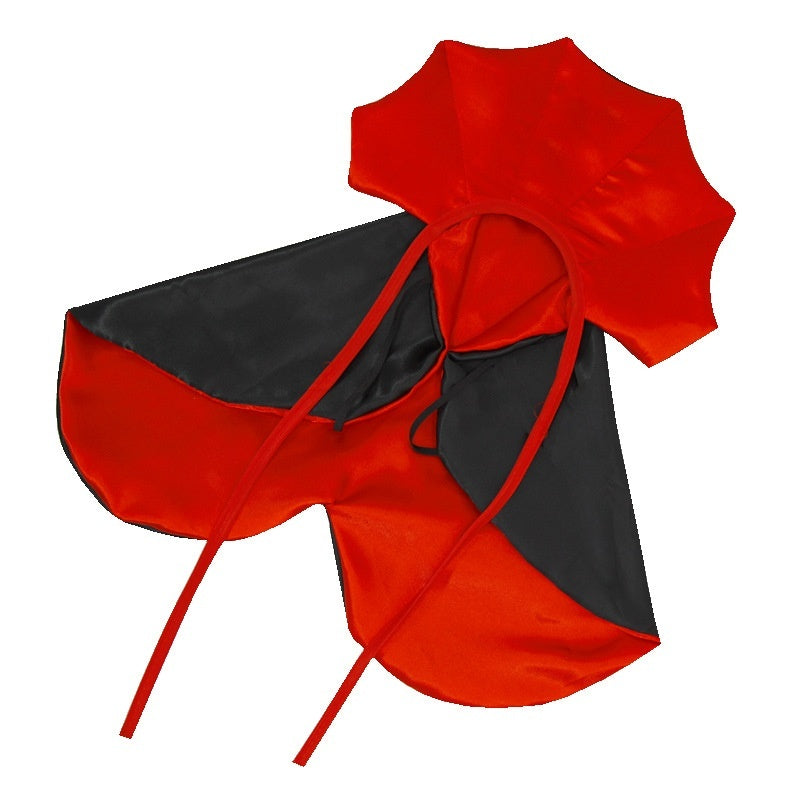 KFX-0267709 Pet Halloween Cloak with Hat for Medium to Large Dogs - Red and Black Polyester Costume