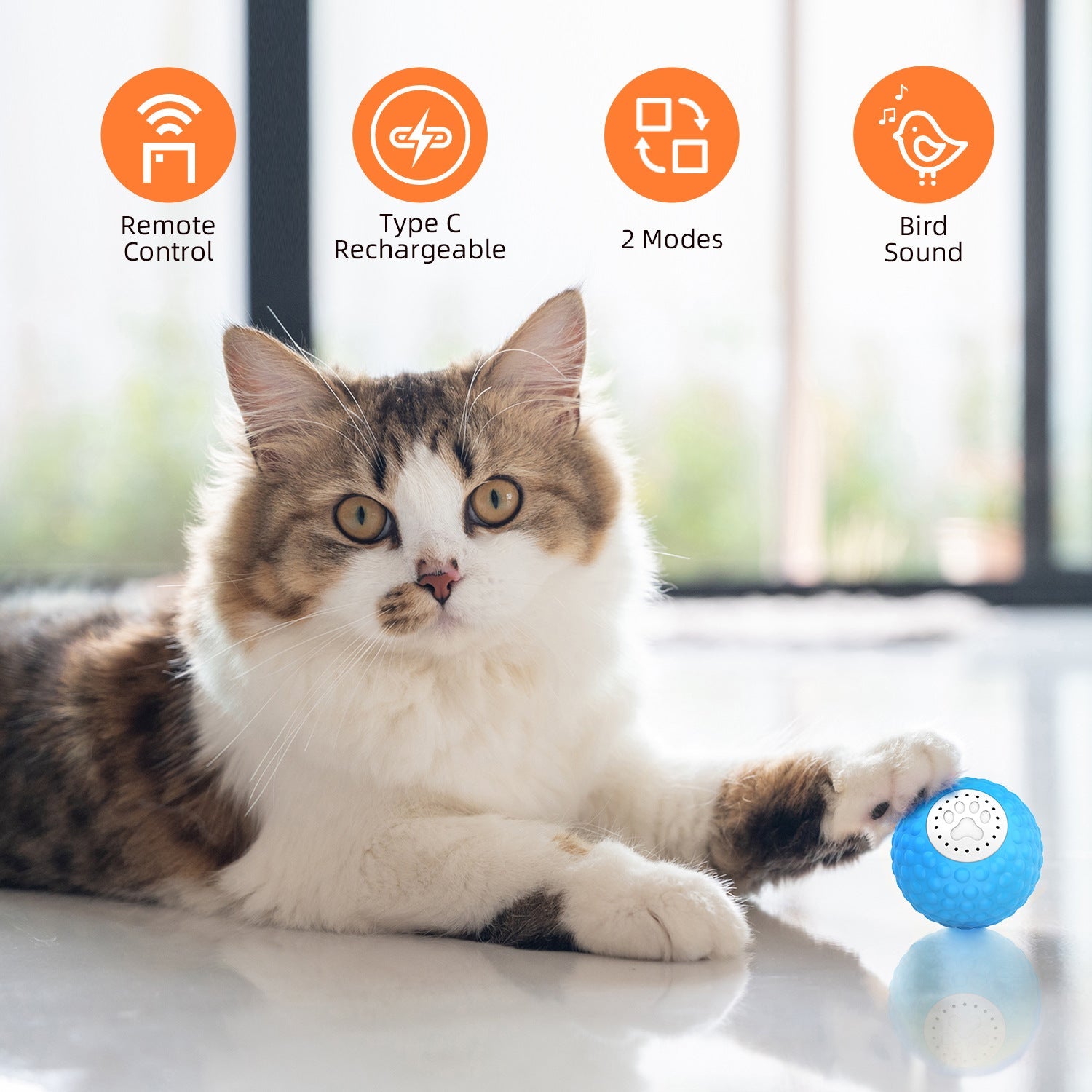 KFX-0270397 Interactive Remote Control Cat Rolling Ball with Sound for Engaging Playtime