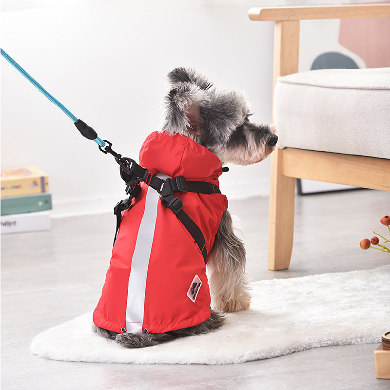 KFX-0271293 Waterproof Windbreaker Raincoat for Dogs - Lightweight Chest & Back Protection in Blue, Red, Yellow, Sizes S-2XL