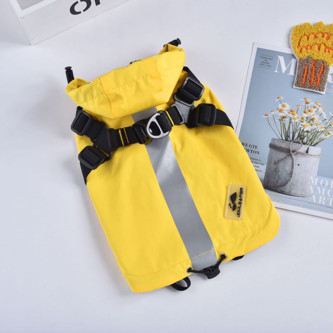 KFX-0271293 Waterproof Windbreaker Raincoat for Dogs - Lightweight Chest & Back Protection in Blue, Red, Yellow, Sizes S-2XL