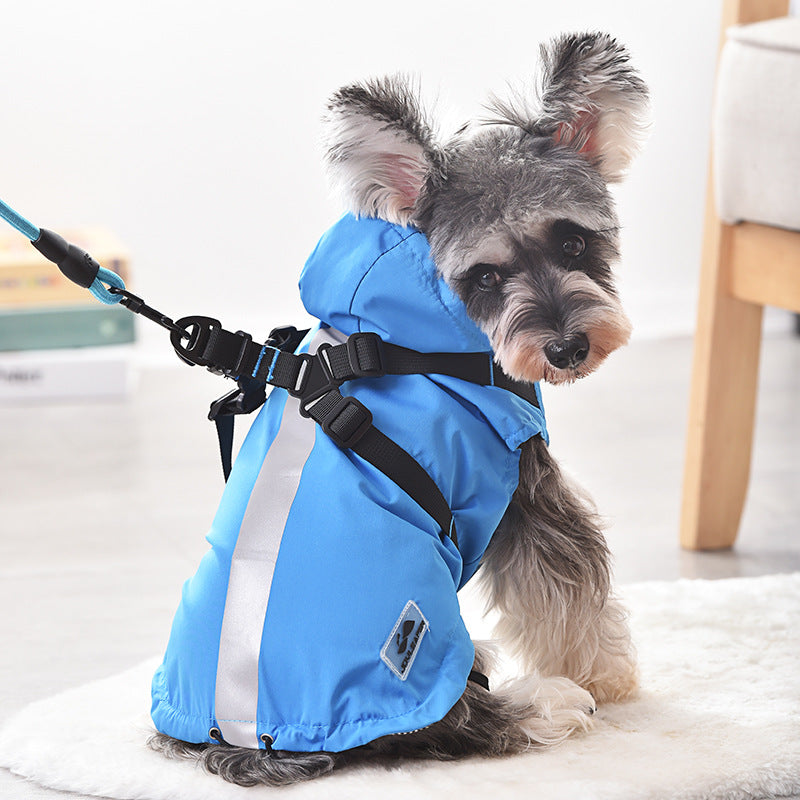 KFX-0271293 Waterproof Windbreaker Raincoat for Dogs - Lightweight Chest & Back Protection in Blue, Red, Yellow, Sizes S-2XL
