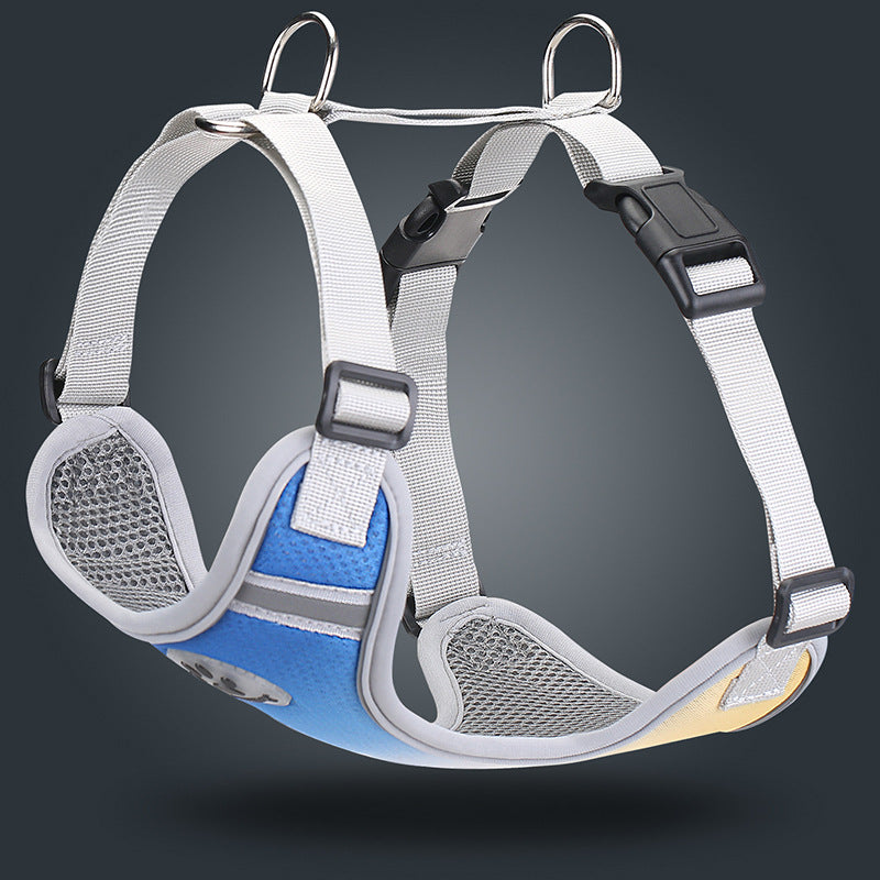 KFX-0272189 Gradient Color Reflective Dog Chest and Back Strap - Adjustable Polyester Harness