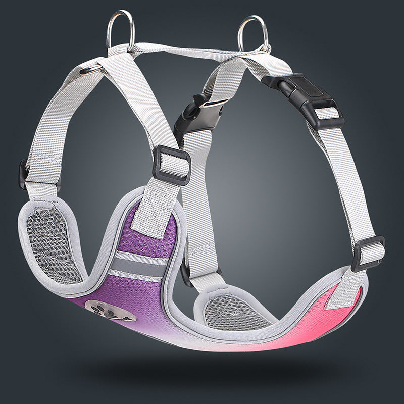 KFX-0272189 Gradient Color Reflective Dog Chest and Back Strap - Adjustable Polyester Harness