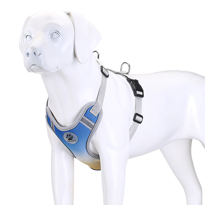 KFX-0272189 Gradient Color Reflective Dog Chest and Back Strap - Adjustable Polyester Harness